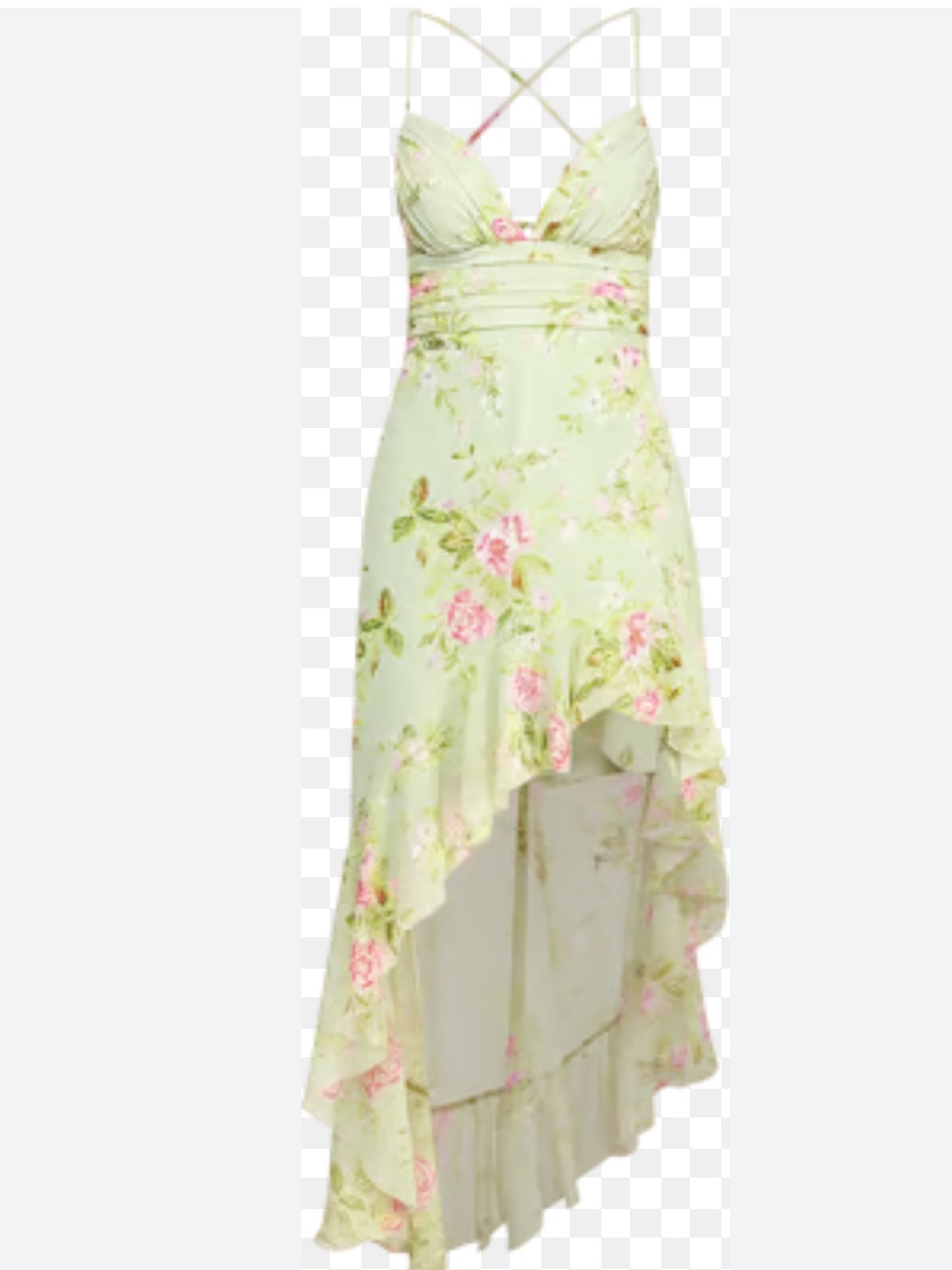 Nwt!! City Triangles Light Green Floral High-Low Slip Dress